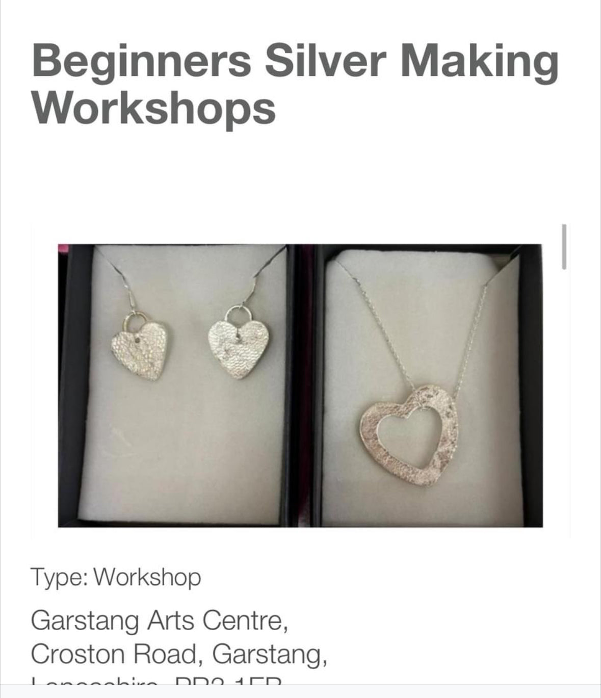 Easy Silver Making in Garstang Supporting C.R.Y Classes and Courses See Details for more info