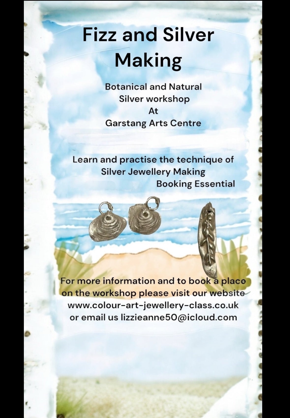 Fizz and Silver Making New Tues, Thurs, Sat evening and afternoon Short Course Botanical and Nature Silver or Resin Workshop Garstang studio
