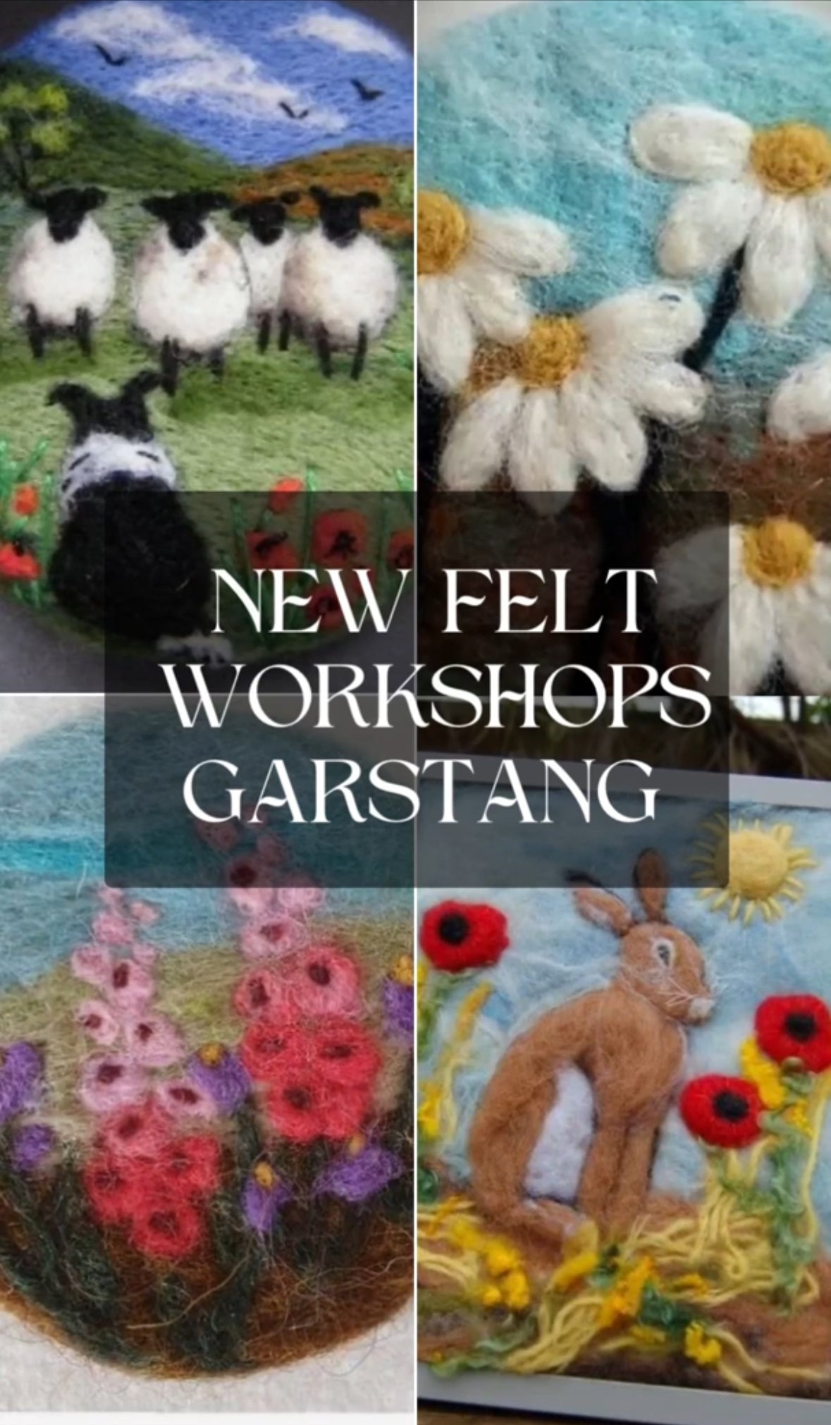 Fizz n Felt Beginners Wet and Needle felted bunnies, dogs, flowers in style of ‘Beatrix Potter’ or all 3 😂Brooch or Picture kit workshop