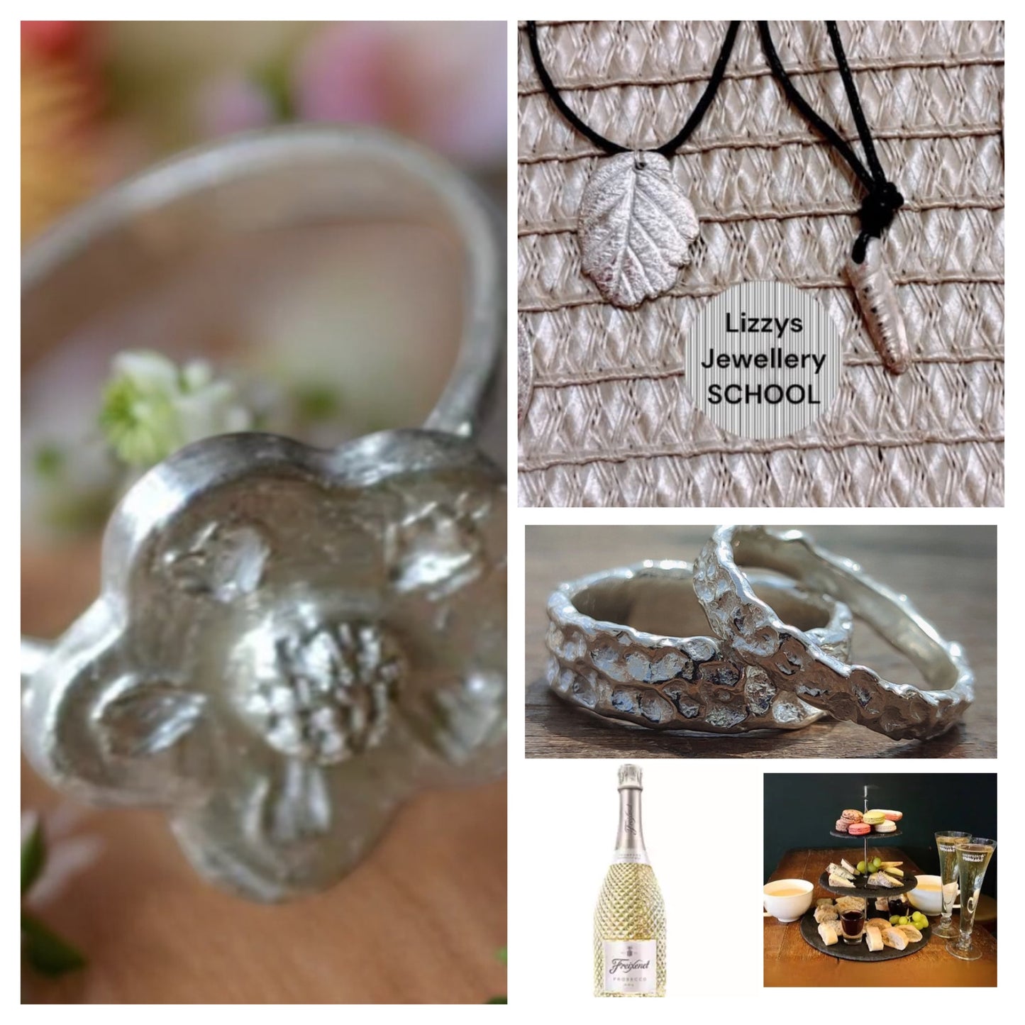 💕Afternoon Tea Treat for 2 Option with Silver Workshop Over 2 Weekends in March, 1st and 22nd Silver Clay ring or Pendant and Earrings FREE Prosecco In Garstang 💕