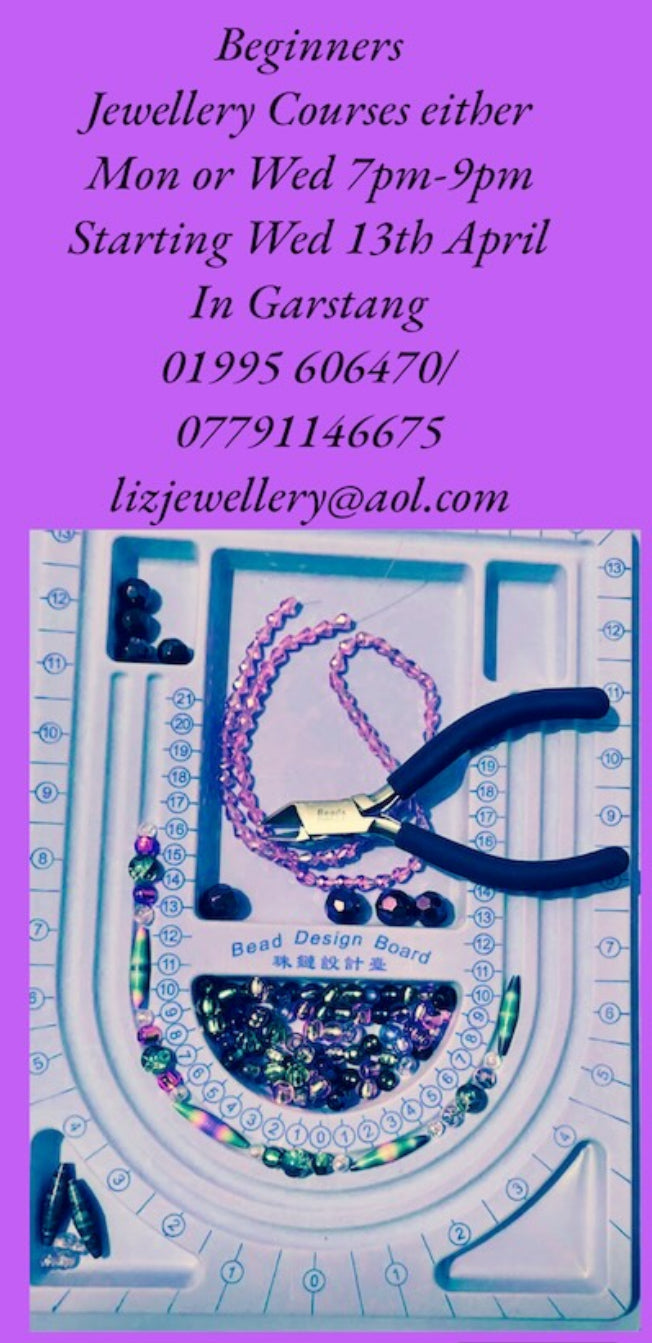 Courses Beginners Jewellery in beads, felt, polymer Clay,  silver