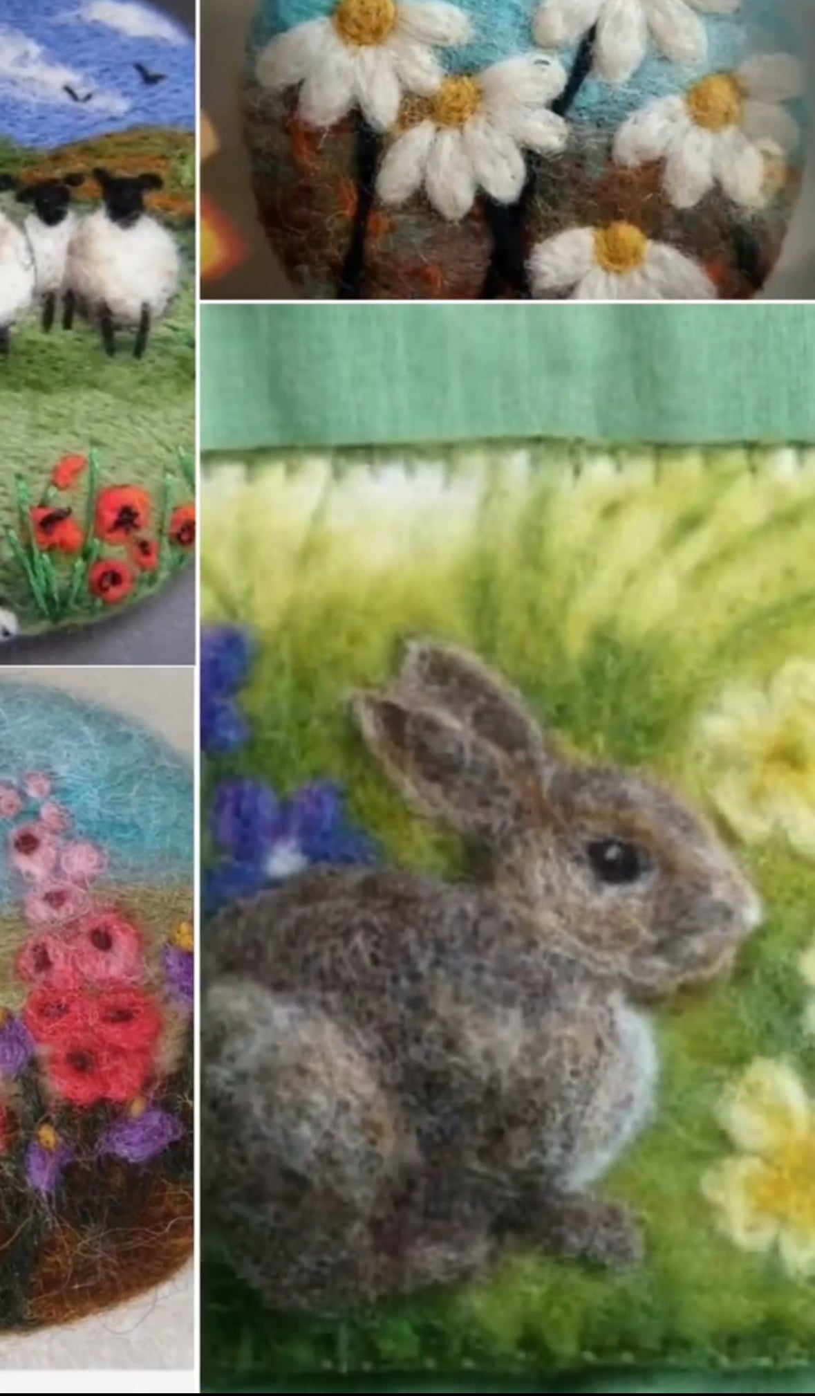 Fizz n Felt Beginners Wet and Needle felted bunnies, dogs, flowers in style of ‘Beatrix Potter’ or all 3 😂Brooch or Picture kit workshop