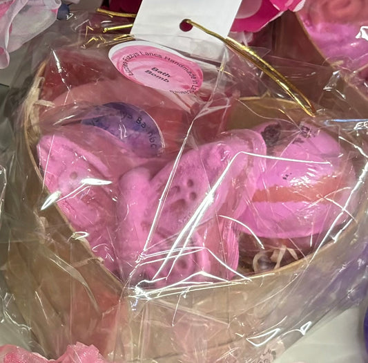 Rose Oil  Bath Bomb, Strawberry Soap in a Gift Heart Box