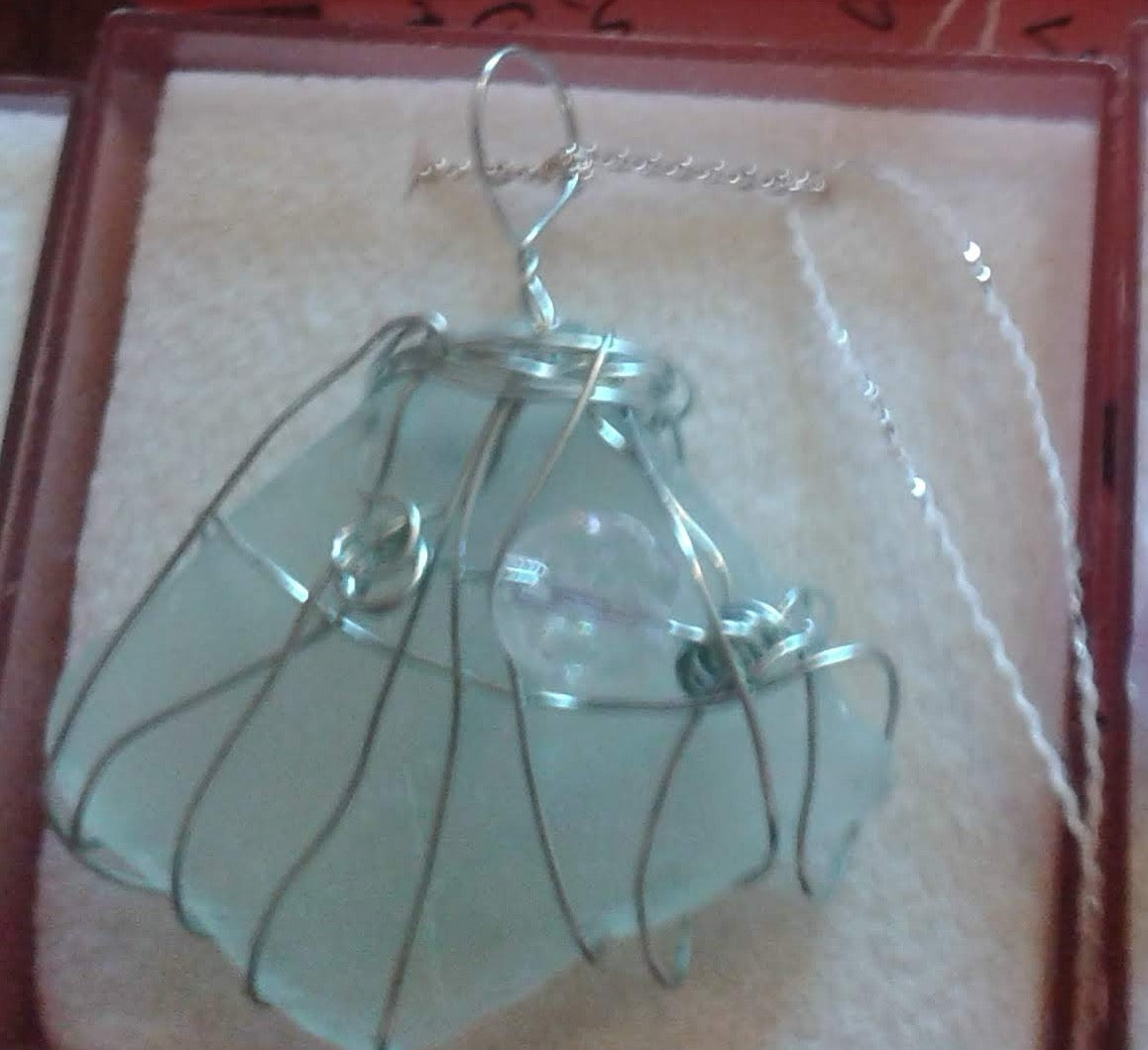 Beginners Local Lancashire Beach Sea Glass Wire Work Kit -With Glass like picture may vary