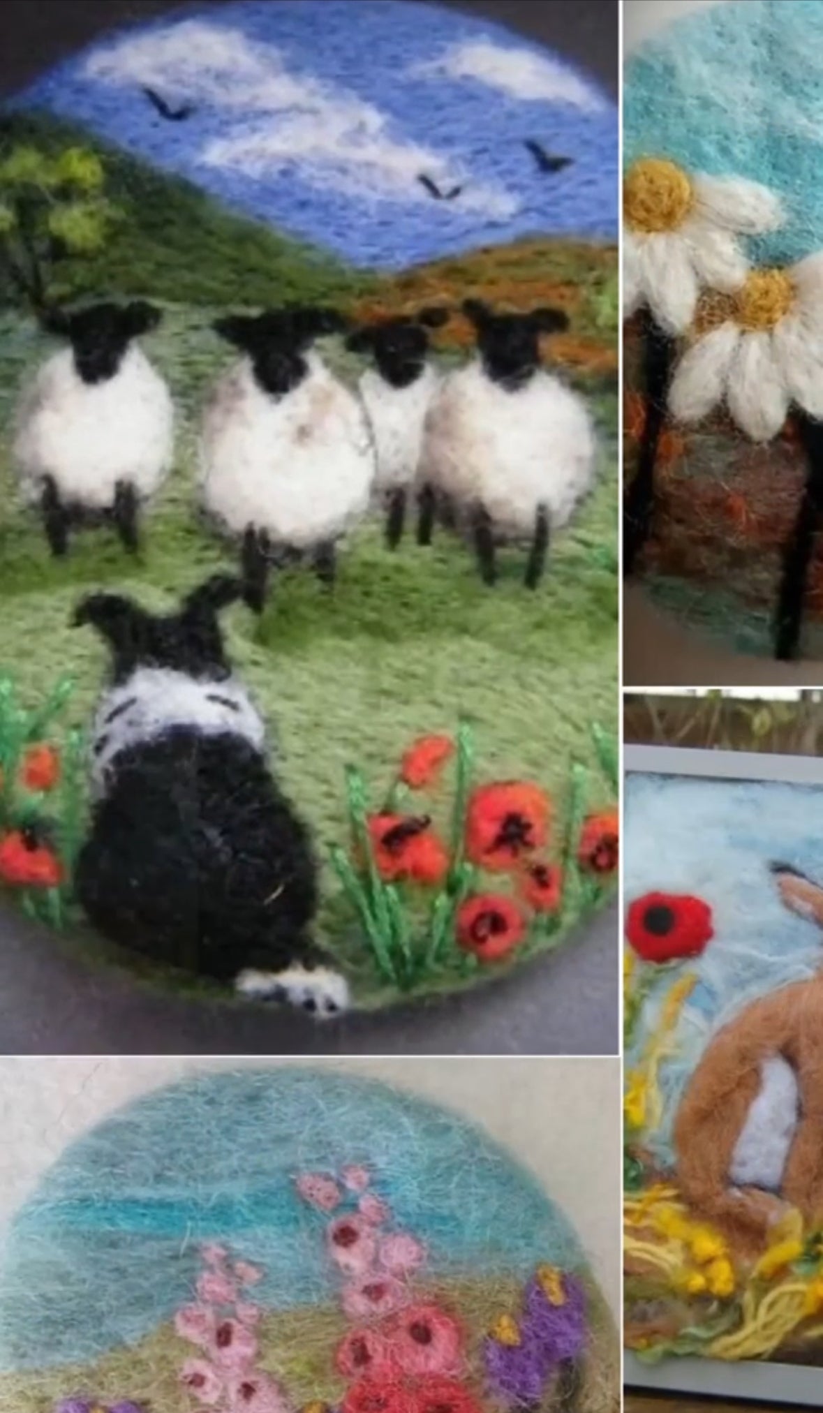 Fizz n Felt Beginners Wet and Needle felted bunnies, dogs, flowers in style of ‘Beatrix Potter’ or all 3 😂Brooch or Picture kit workshop