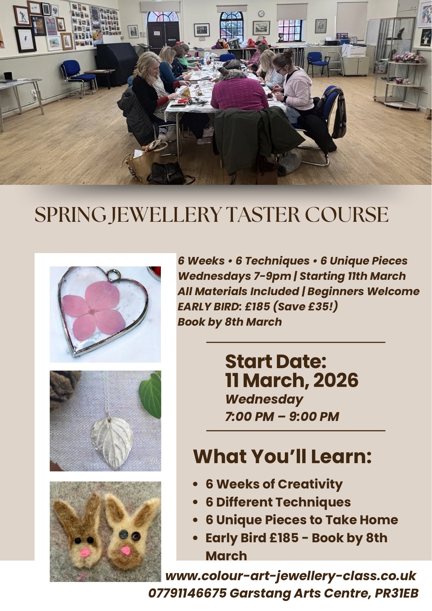 Spring Jewellery Taster course: 6 Weeks, 6 Techniques