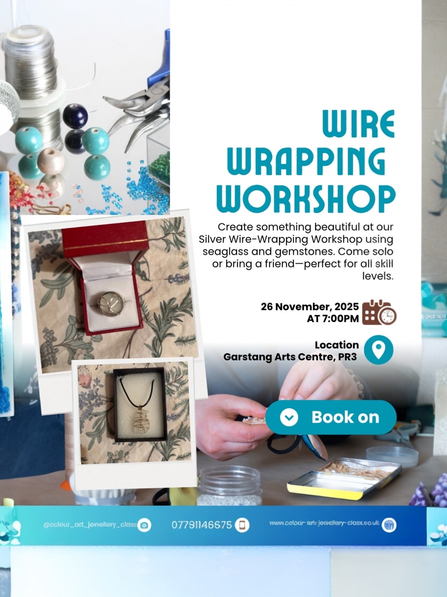 Silver Wire wrapping Gemstones & Seaglass Workshop @ Garstang 28.1.25 Wed 28th Jan 7pm(+2026