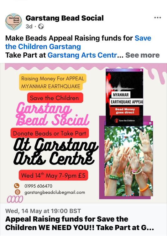 Garstang Jewellery Charity fun workshop Wed 13th August 6.30-8.30pm Making Bracelets for Save the Children Appeal costs £5