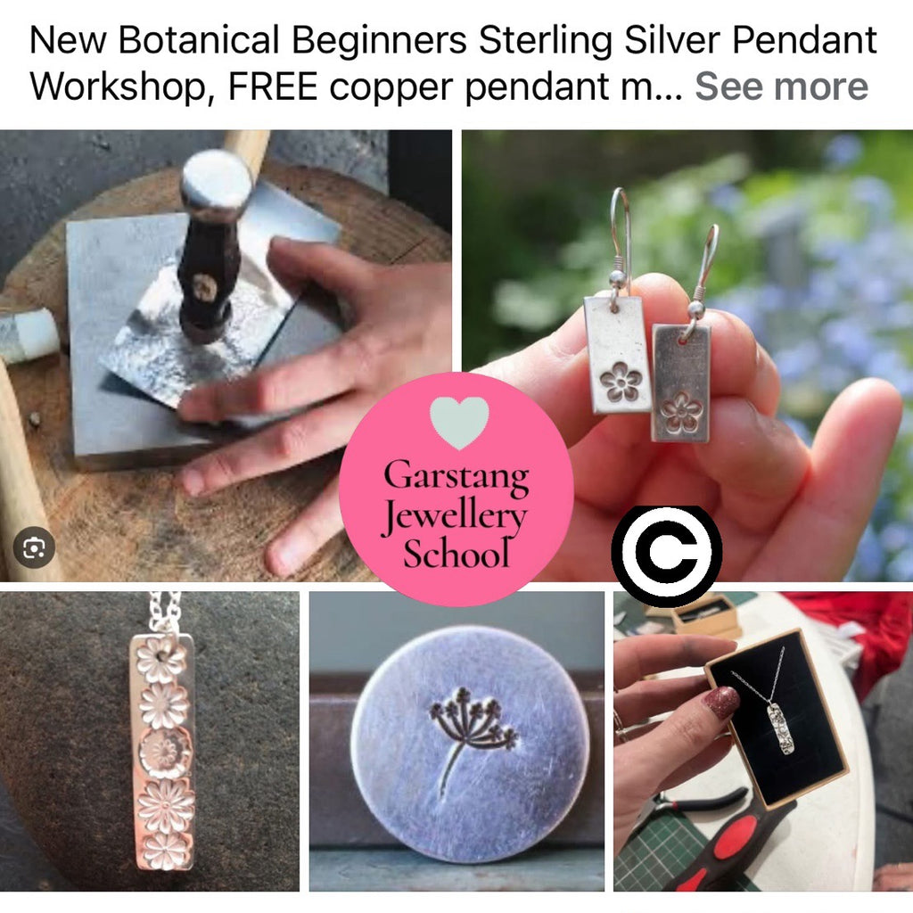 Fizz & Botanical Sterling Silver Pendant, evening Workshop with Copper Pendant FREE DAY