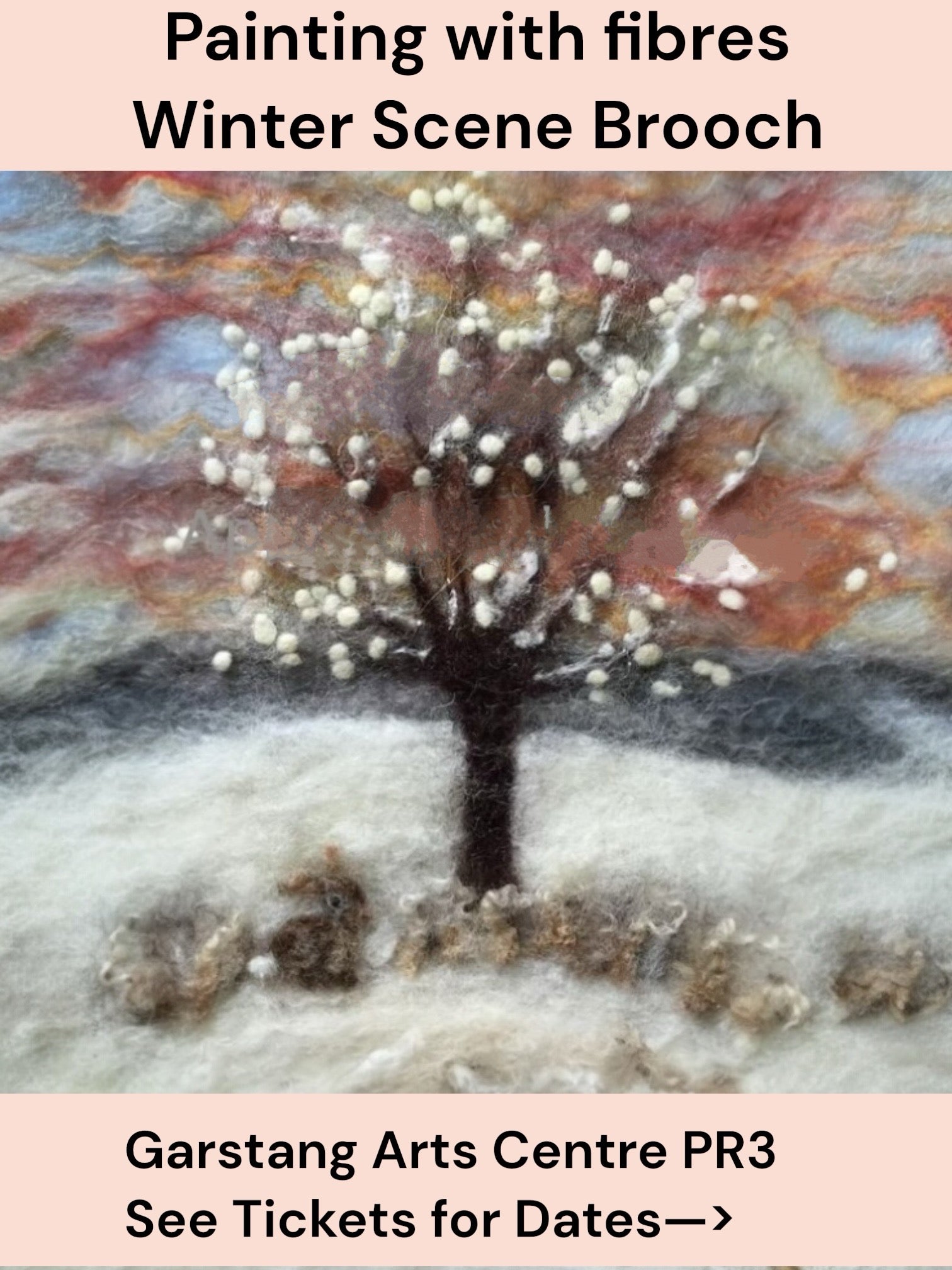 Paint with Fibres Winter Scene Brooch Workshop. 3/12/25 Wed 3rd Dec evening)