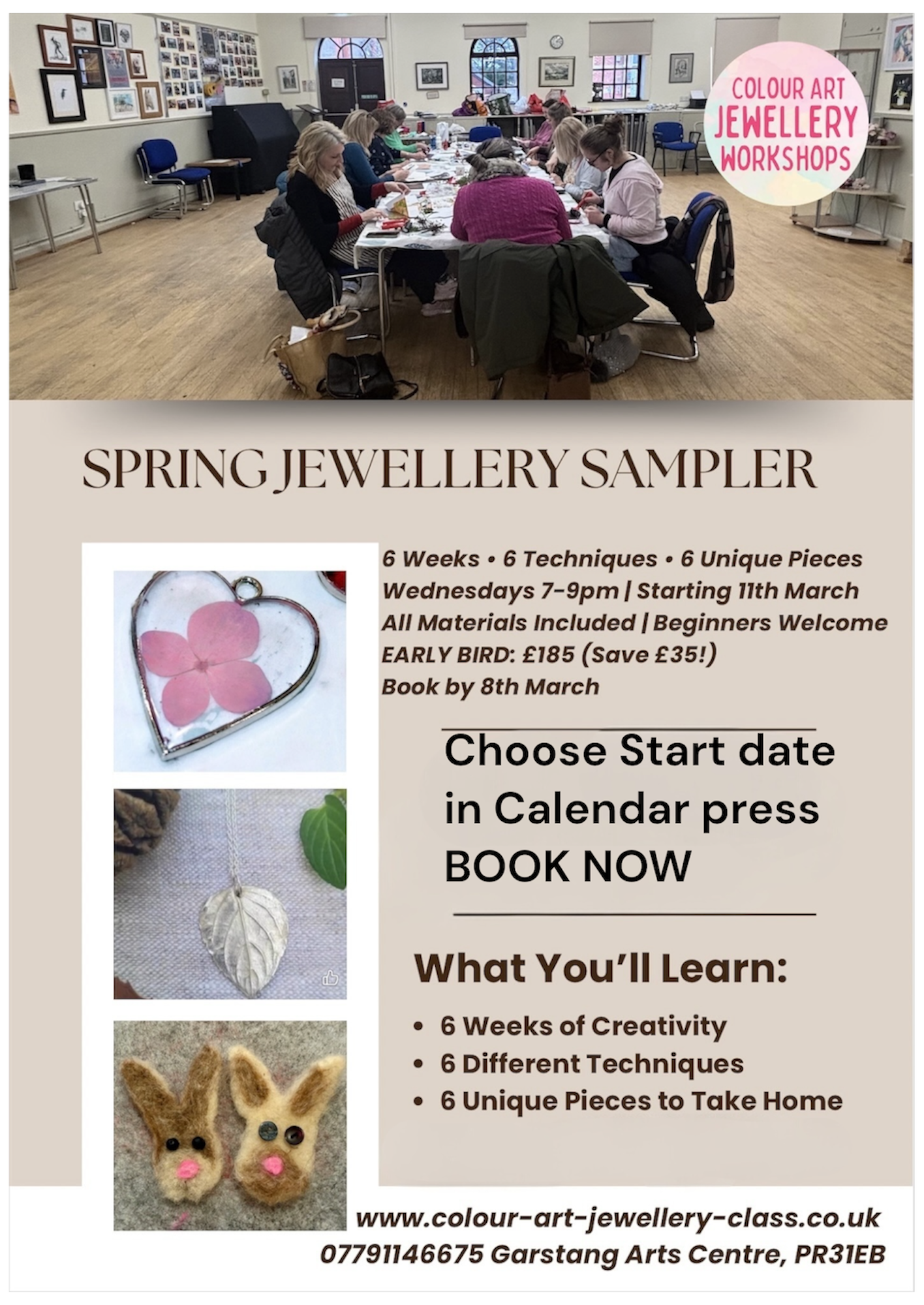 💕🌸Spring Jewellery Taster course: 6 Weeks, 6 Techniques 🌸💕