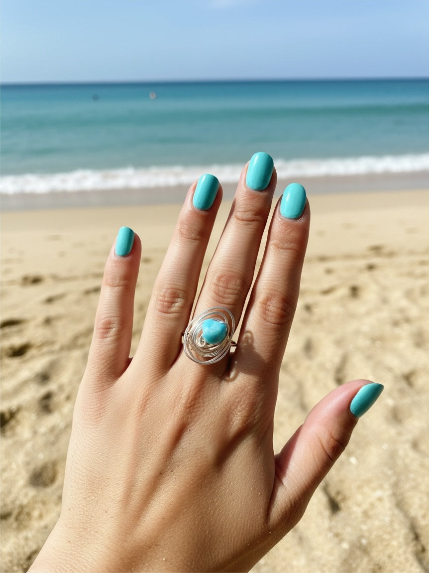 Adult & Teen (16 and under) Gemstone & Seaglass Silver Ring Workshop PR3
