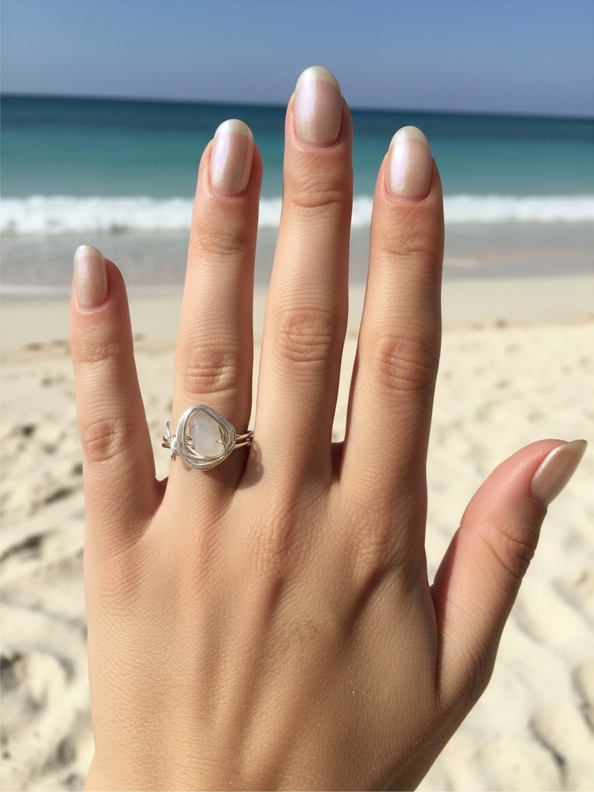 Adult & Teen (16 and under) Gemstone & Seaglass Silver Ring Workshop PR3