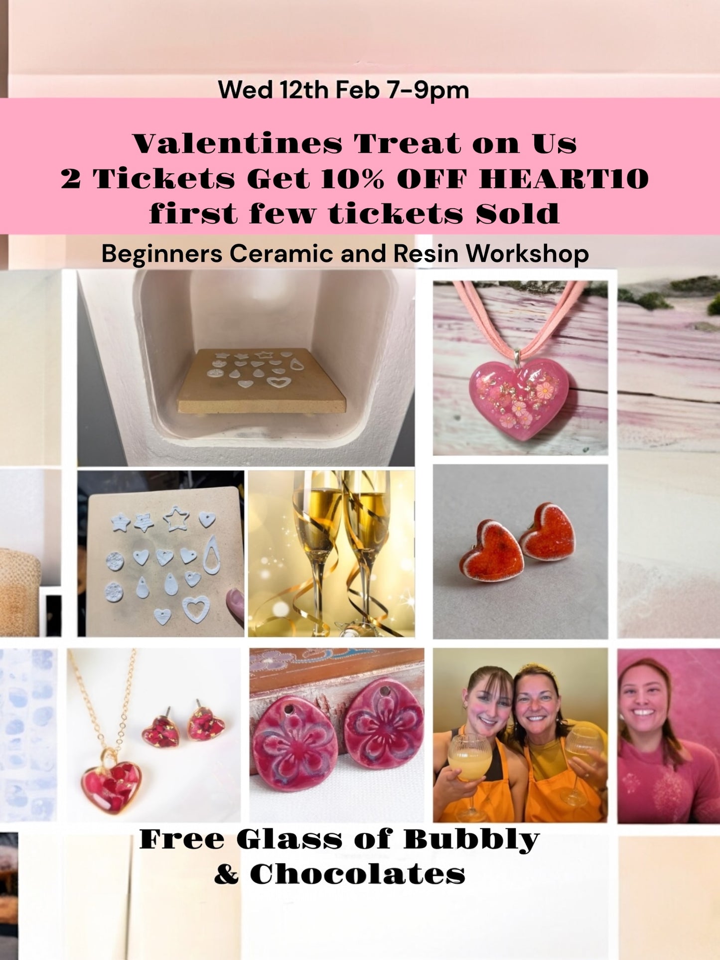 🌸💕Total Beginners Pottery Clay and Silver Jewellery, Fire in a kiln with FREE glass of fizz CHOOSE YOUR DAY, TIME AND DATE 💕🌸