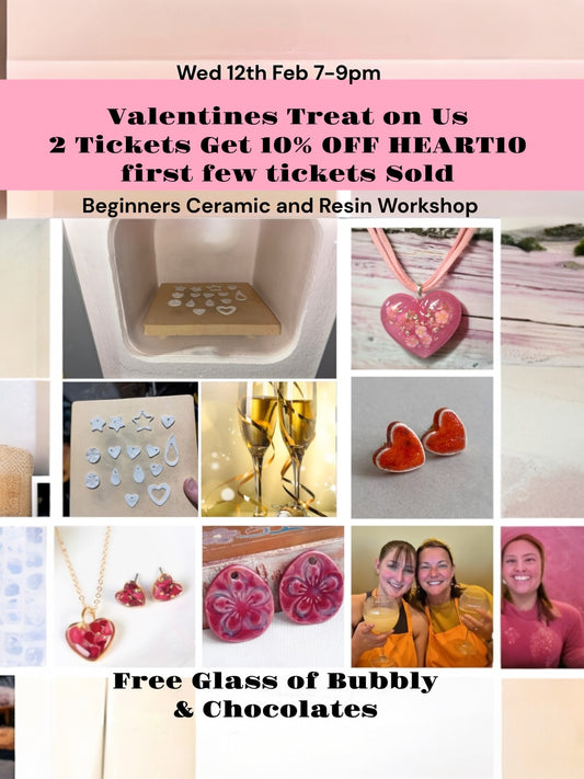 🌸💕Total Beginners Pottery Clay and Silver Jewellery, Fire in a kiln with FREE glass of fizz CHOOSE YOUR DAY, TIME AND DATE 💕🌸