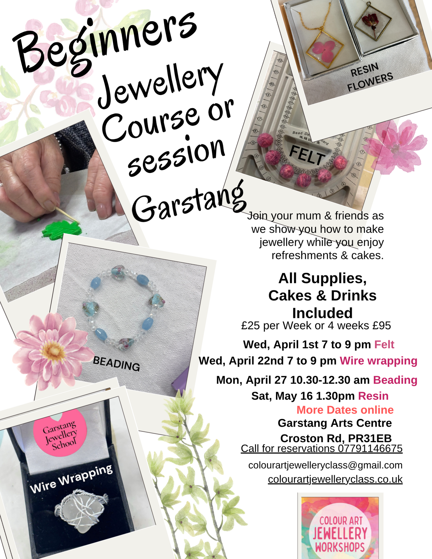 Garstang Beginners Fizz and Jewellery Course with Weekly options