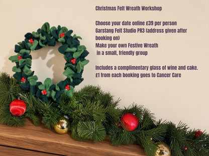 Festive Craft Needle Felt Wreath Making Workshop Christmas Dates Garstang PR3 🍷