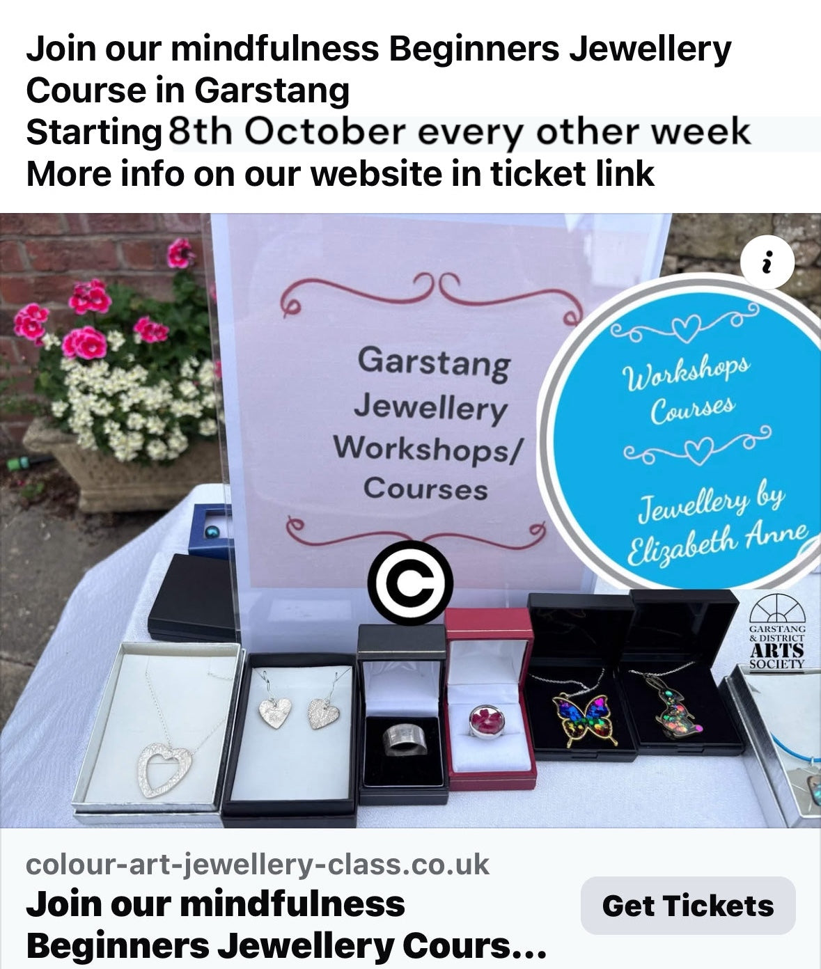 5 week taster course with Silver, Resin, Polymer Clay, Beading and wire starts 8th October 7pm