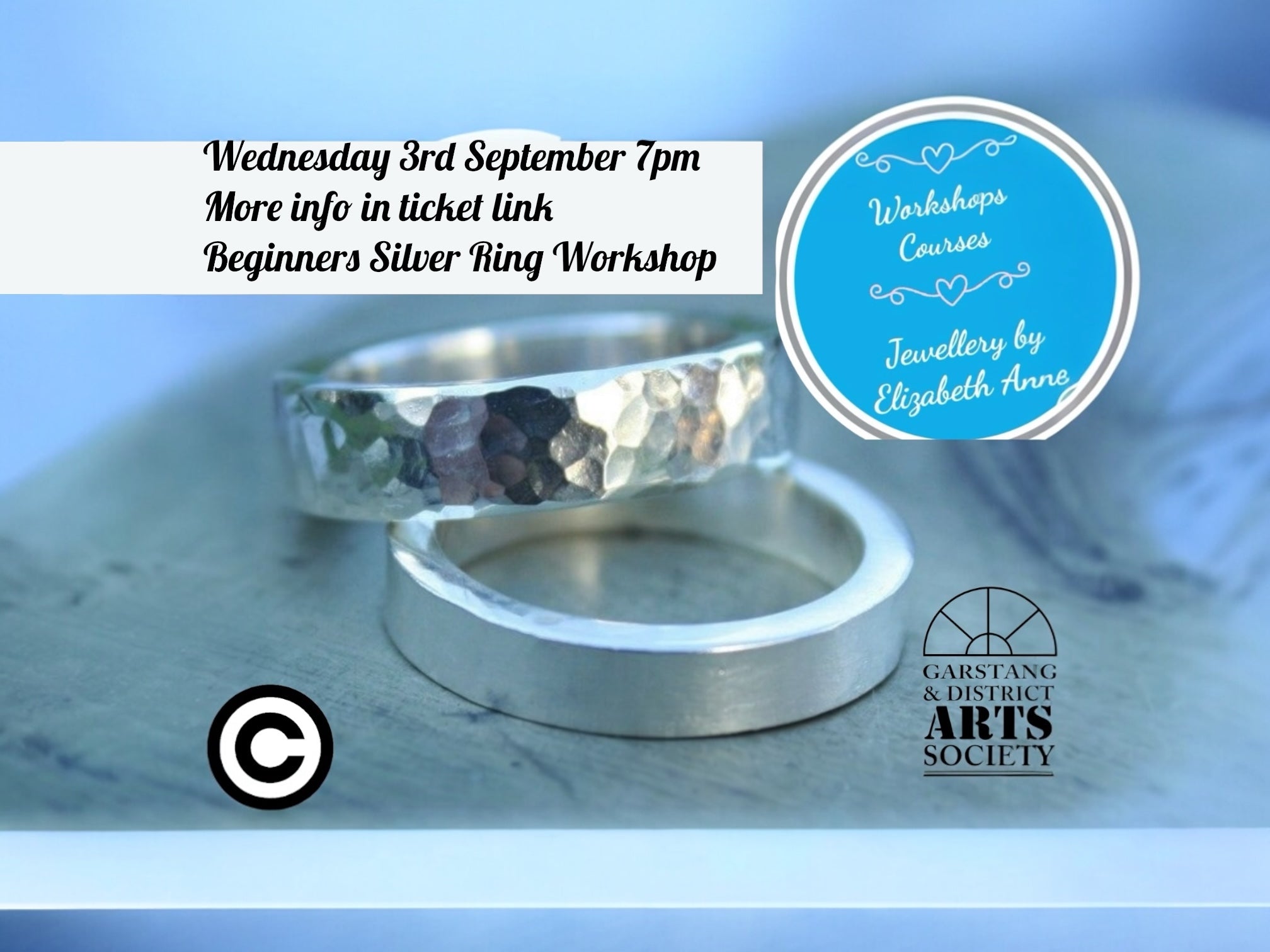 Choose make a silver or sea glass or a Silver Skinny Stacking Ring in the evening Garstang Arts Centre PR3