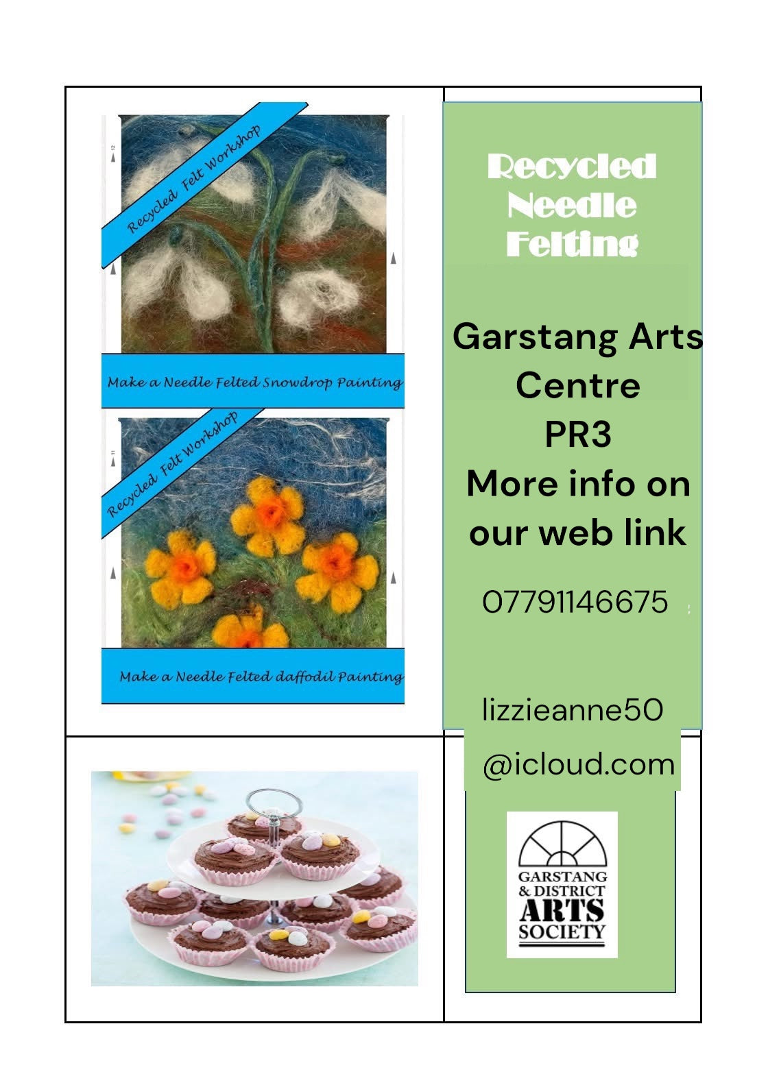*Garstang Recycled Felt workshop-introduction to needle felting Beginners Workshop early Spring Flowers . WED 25 March + DATES