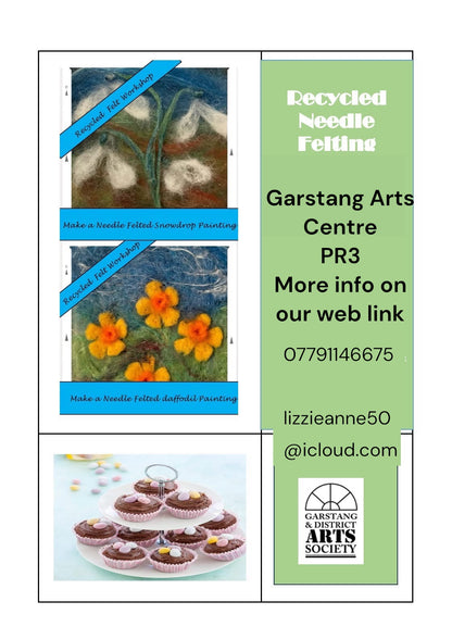*Garstang Recycled Felt workshop-introduction to needle felting Beginners Workshop early Spring Flowers . WED 25 March + DATES