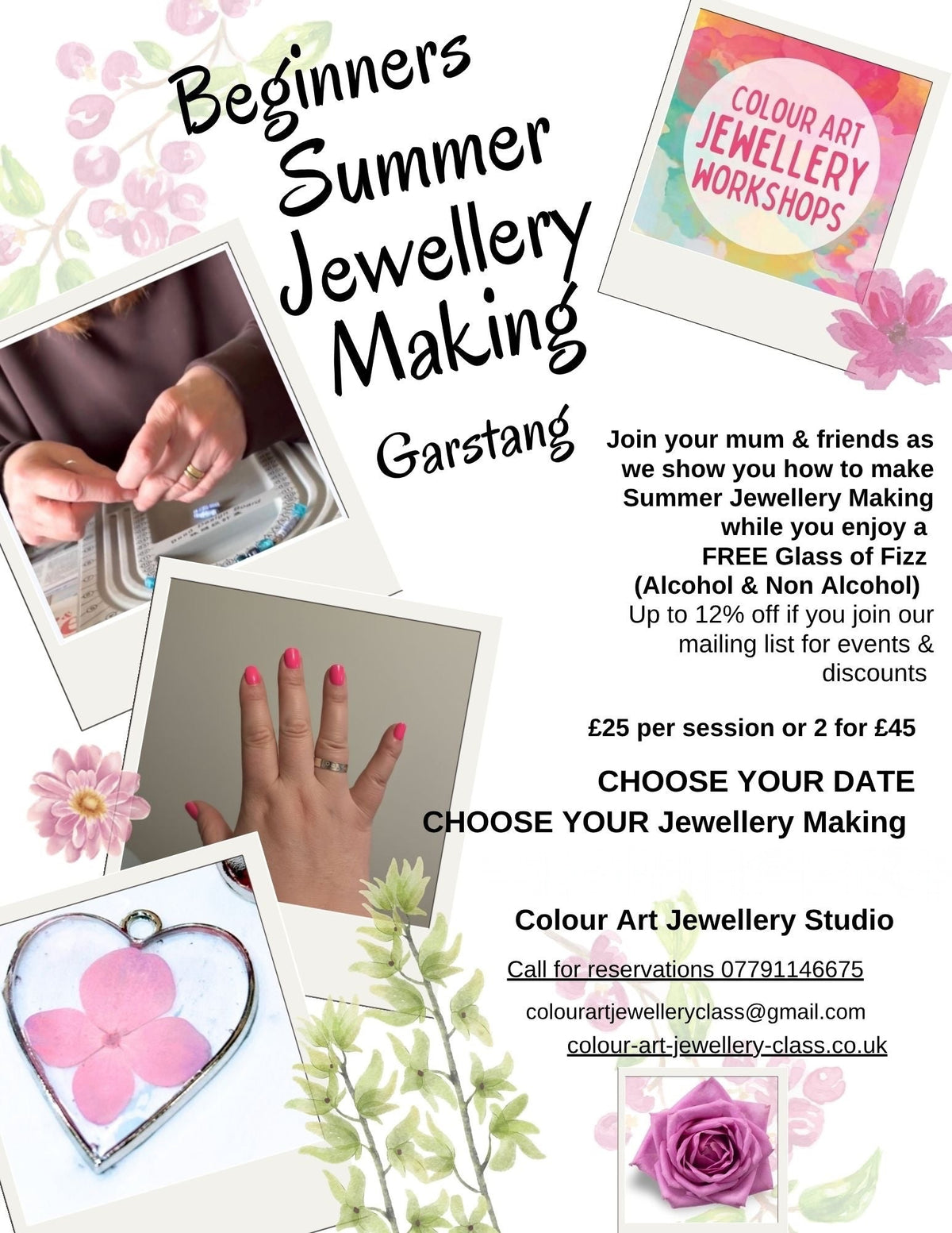 Summer Jewellery Making Workshop Garstang — Choose Your Dates