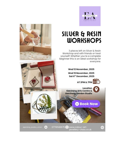 3 places left on our Silver & Resin Jewellery Workshop craft with friends or treat yourself✨