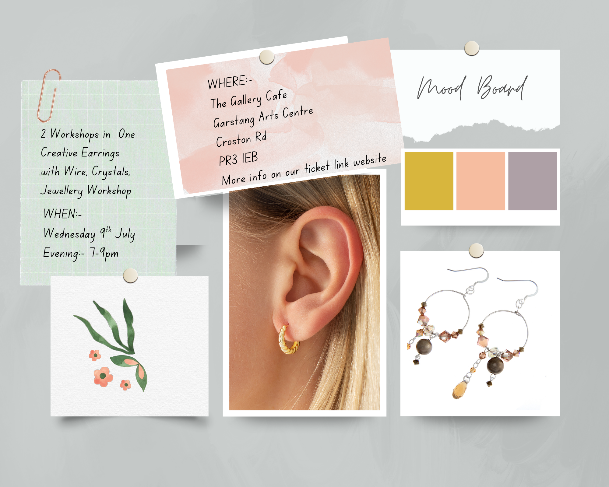 Creative Wire, Crystals, Beads  Earrings Workshop, hoops and more