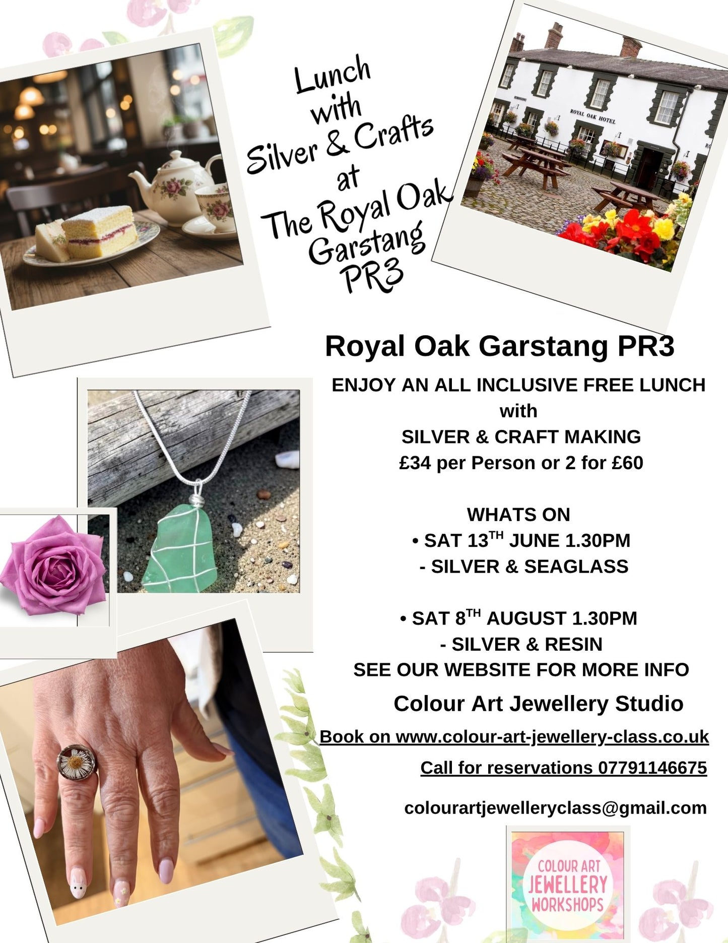 Lunch with Silver & Crafts Workshops at The Royal Oak Hotel Garstang PR3 — Choose Your Dates