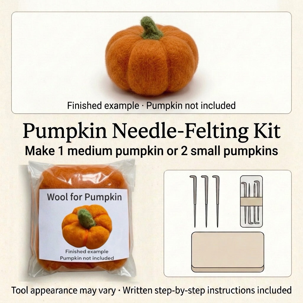 Pumpkin Needle-Felting Kit – Make 1 Medium or 2 Small Pumpkins