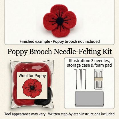 Red Poppy Brooch Needle-Felting Kit – Make 2